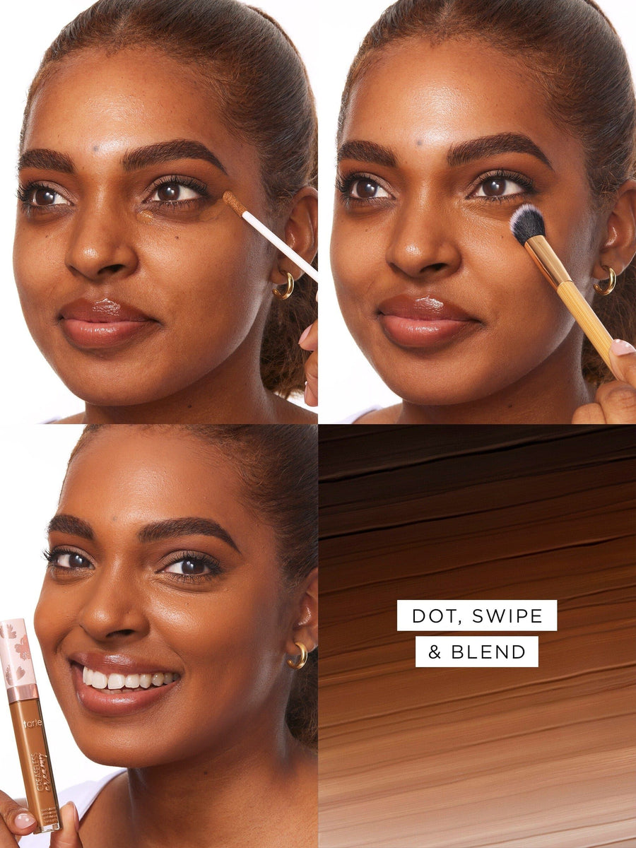 creaseless creamy full-coverage concealer & paw brush duo coverage result