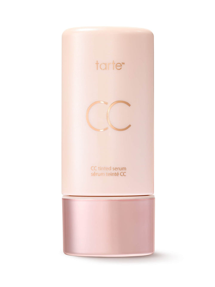 Tarte CC tinted serum bottle on a white background