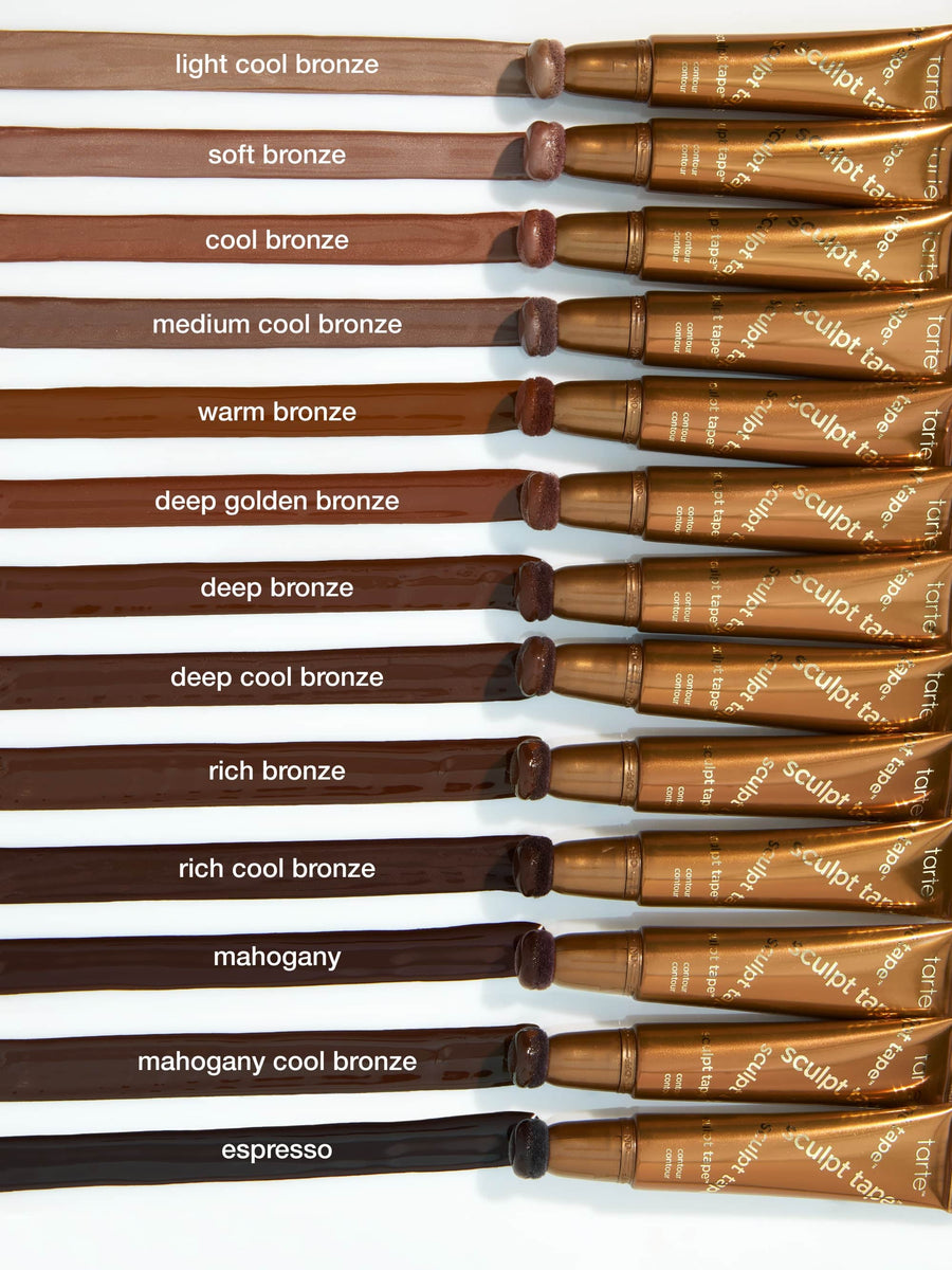 Set of brown hair color tubes with labels on a white background