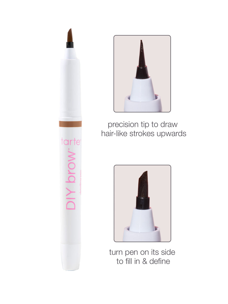 Tarte DIY Brow pen with precision tip and side view on a white background