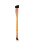 Makeup brush with black bristles on a white background