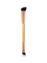 Makeup brush with black bristles on a white background