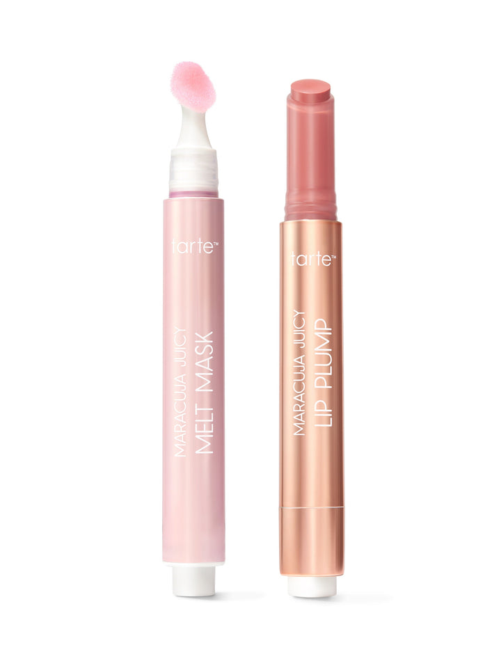 Two lip products from tarte on a white background