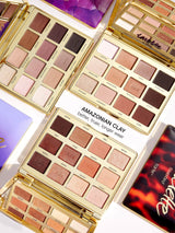 Makeup palettes with 'Amazonian Clay' text on a white background