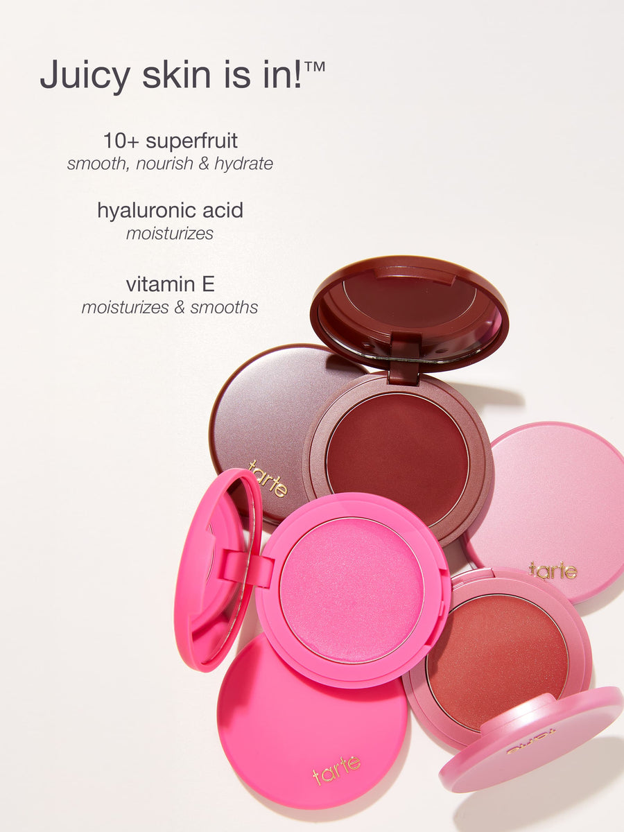 Tarte blushes with pink and brown shades on a white background