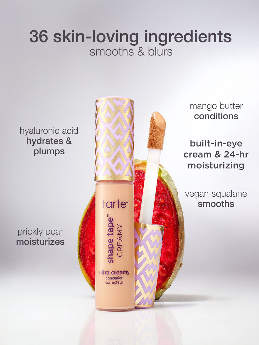 Tarte shape tape cream product with packaging on a white background