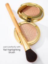 Compact powder with a brush on a white background