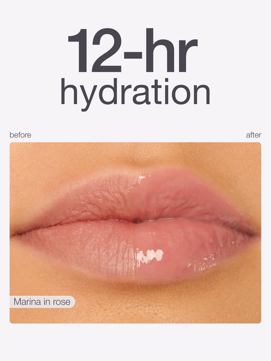 Lips with 12-hour hydration maracuja juicy lip showing before and after effect.