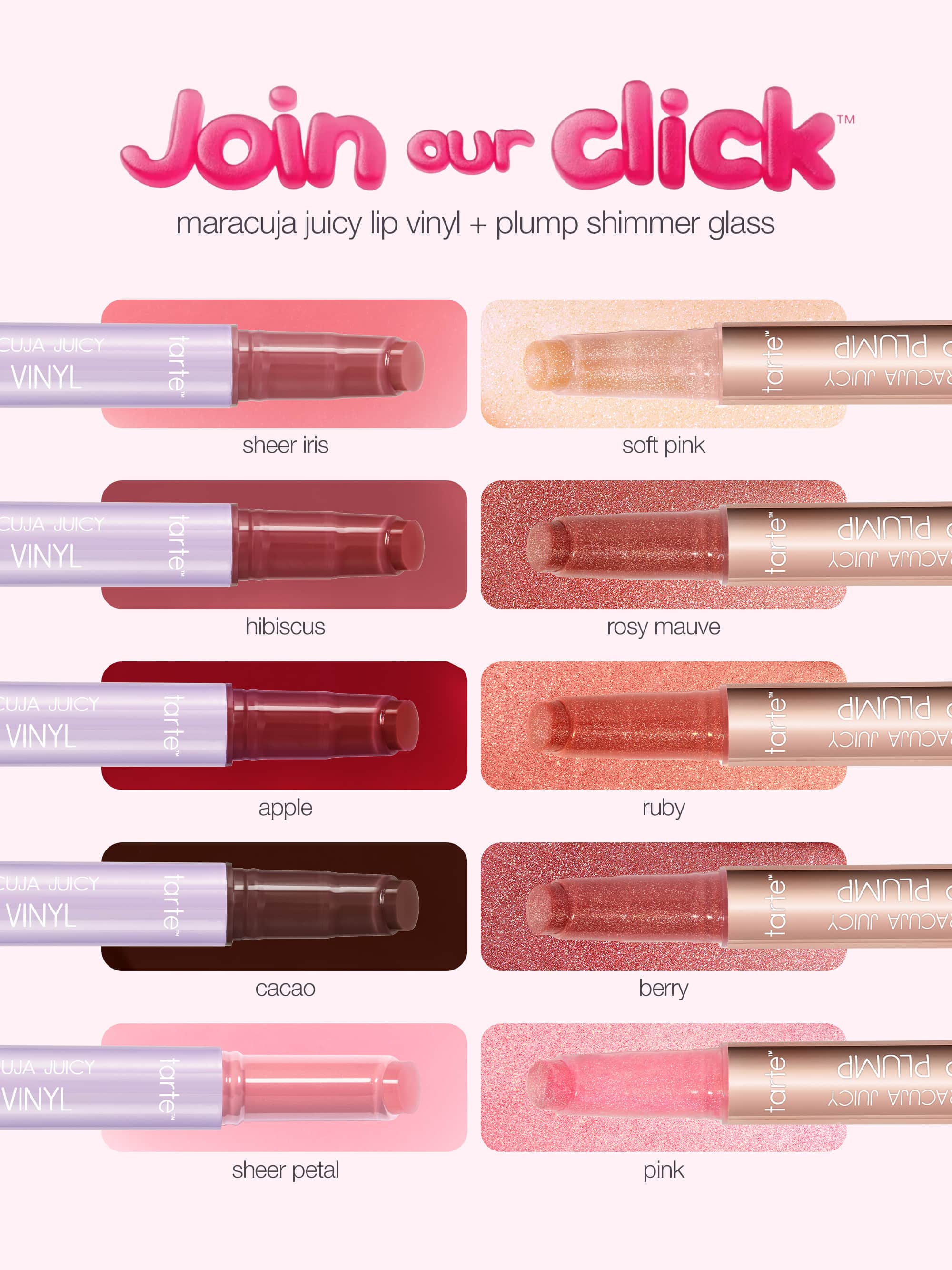 maracuja juicy lip vinyl, shimmer glass & XL tubing mascara set