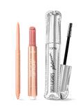 Tarte makeup products including a lip plump, eyeliner, and mascara on a white background