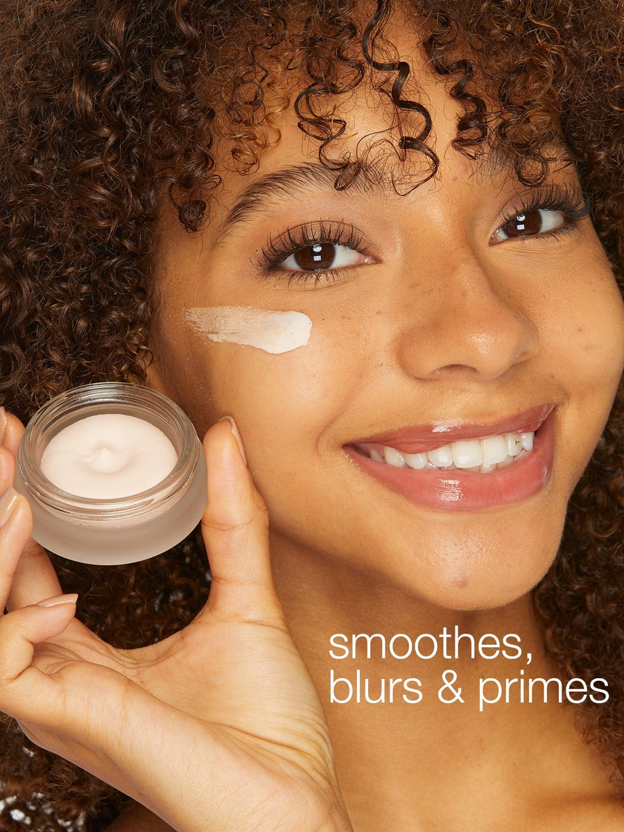 Before and after comparison of a woman's face with text indicating smoother and softer skin.