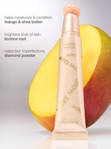 Skincare product with ingredients listed on a white background