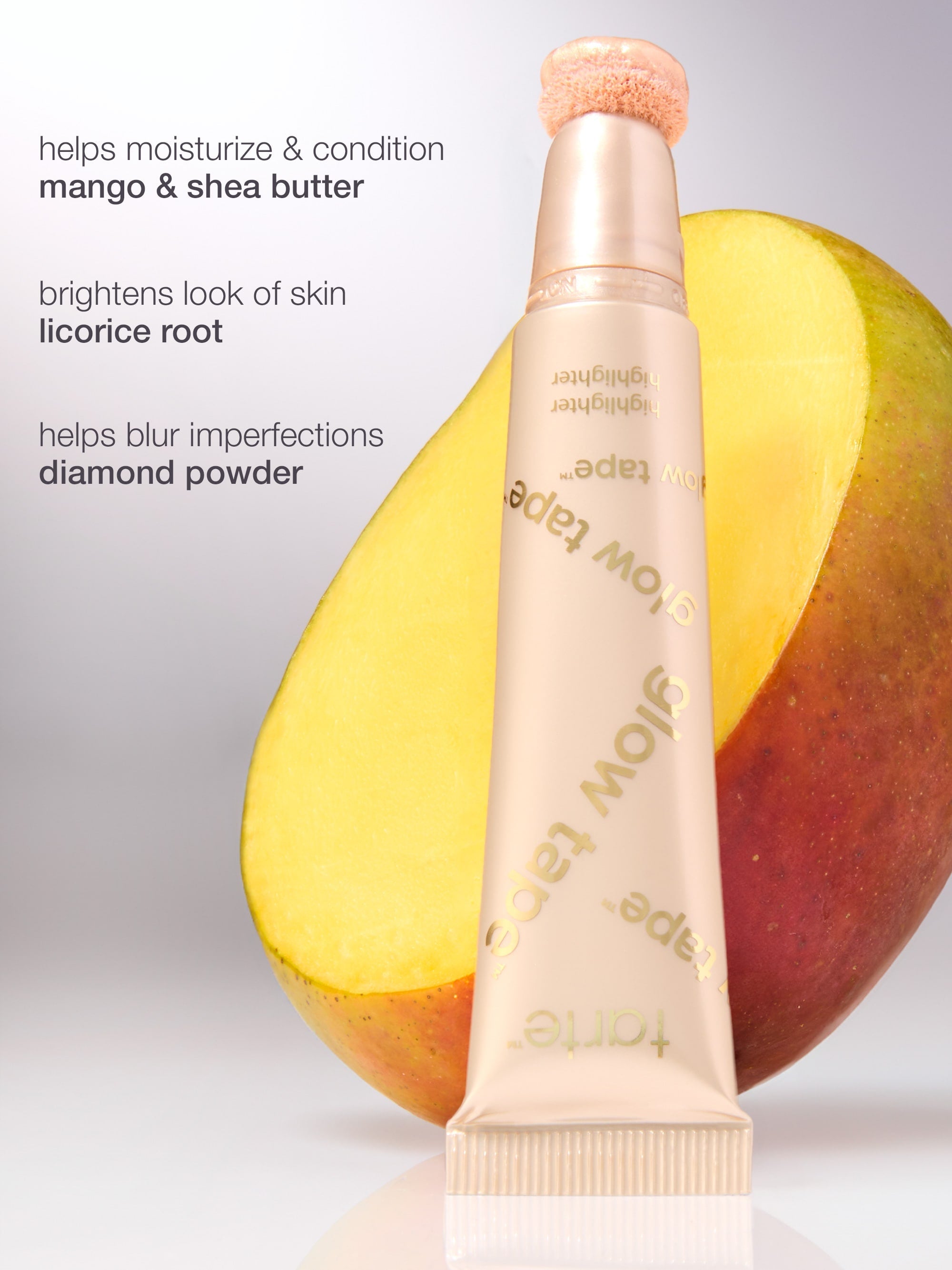Skincare product with ingredients listed on a white background