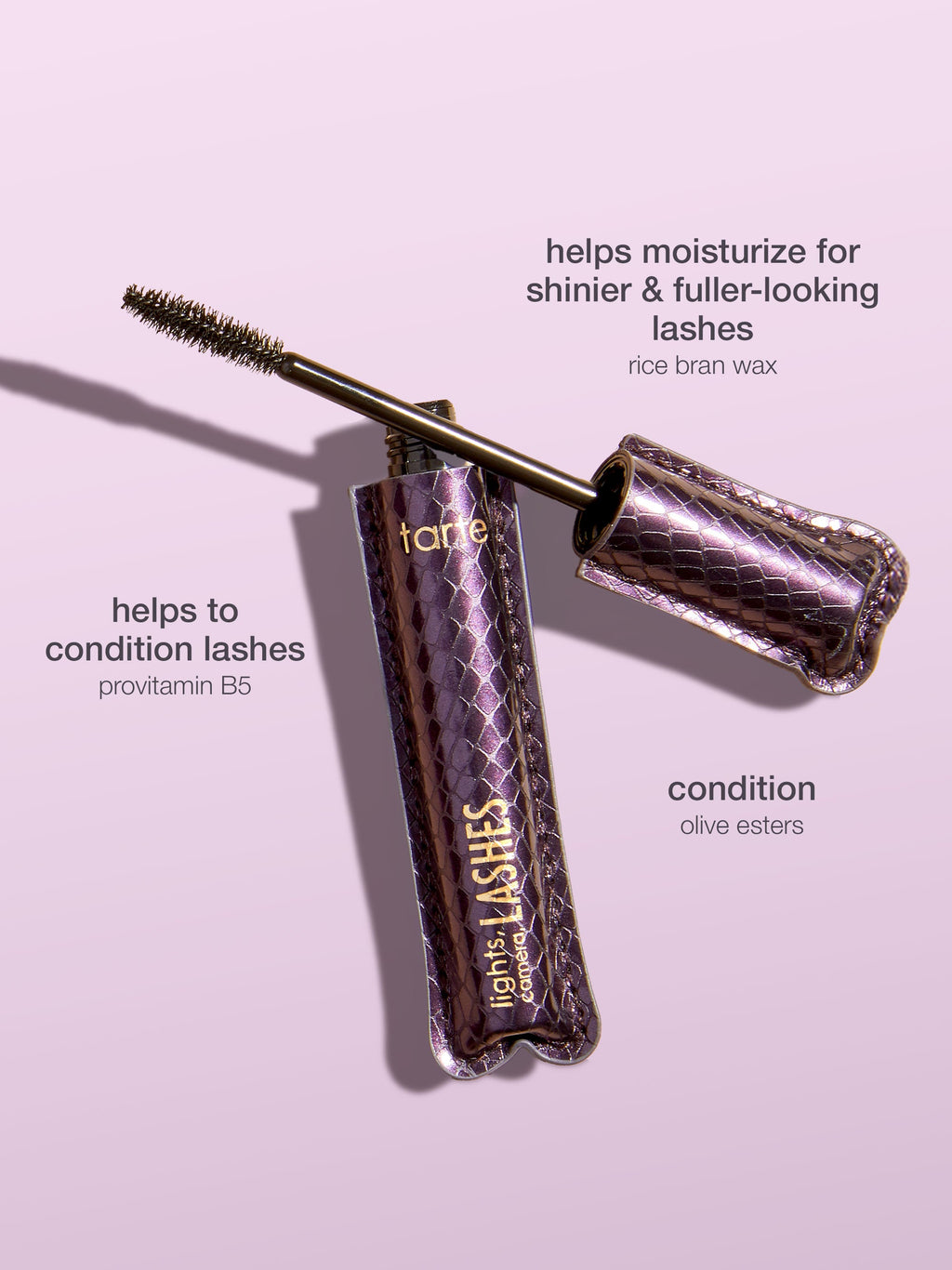  mascara with text on a pink background