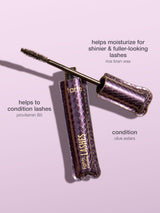  mascara with text on a pink background