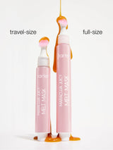 Tarte Maracuja Juicy Melt Mask in travel-size and full-size on a white background