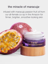 Tarte maracuja eye treatment with maracuja fruit on a white background