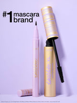 tarte tartelette quick stick tubing liner  and tartelette tubing XL mascara with open cap on a light purple background