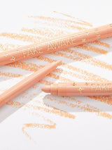 Two 'FAKE AWAKE' makeup products on a white background with orange accents.