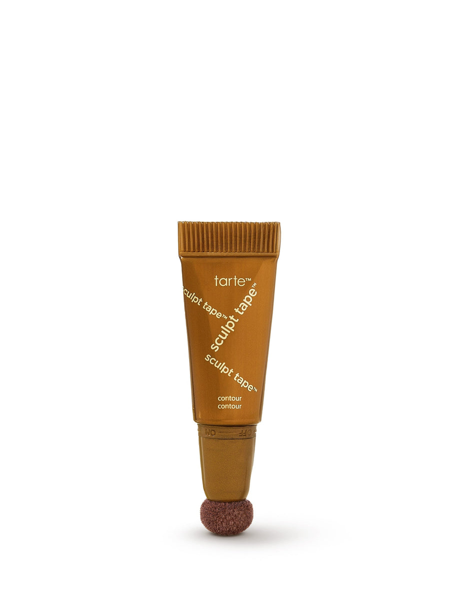 Tube of Tarte Cosmetics Sculpt Tape contour with an attached sponge applicator on white background. Text: tarte™ sculpt tape™ contour.