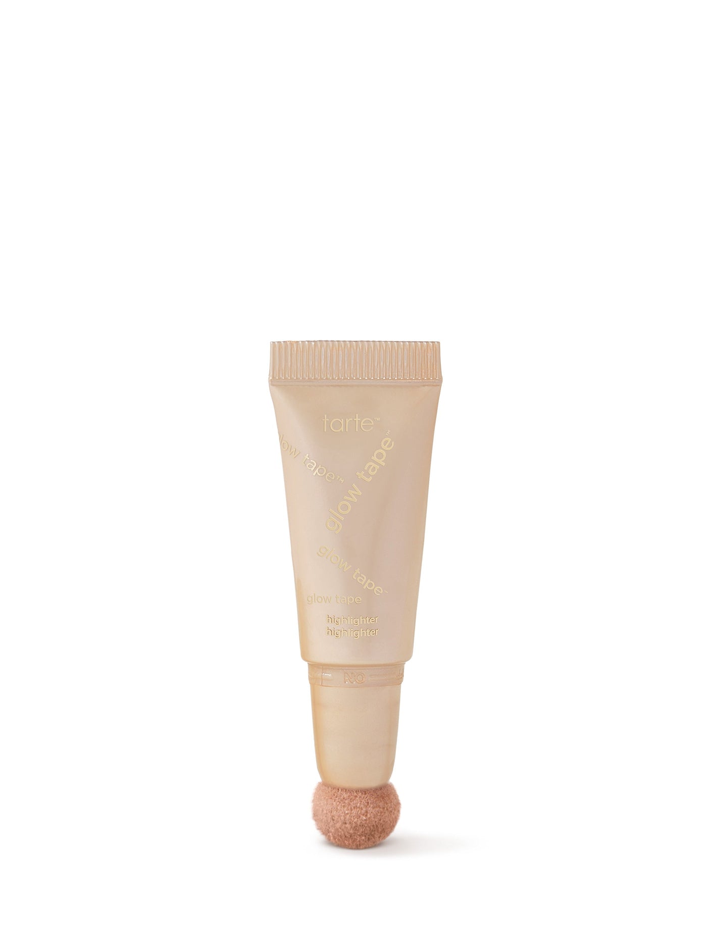 Beige skincare tube with a textured cap on a white background