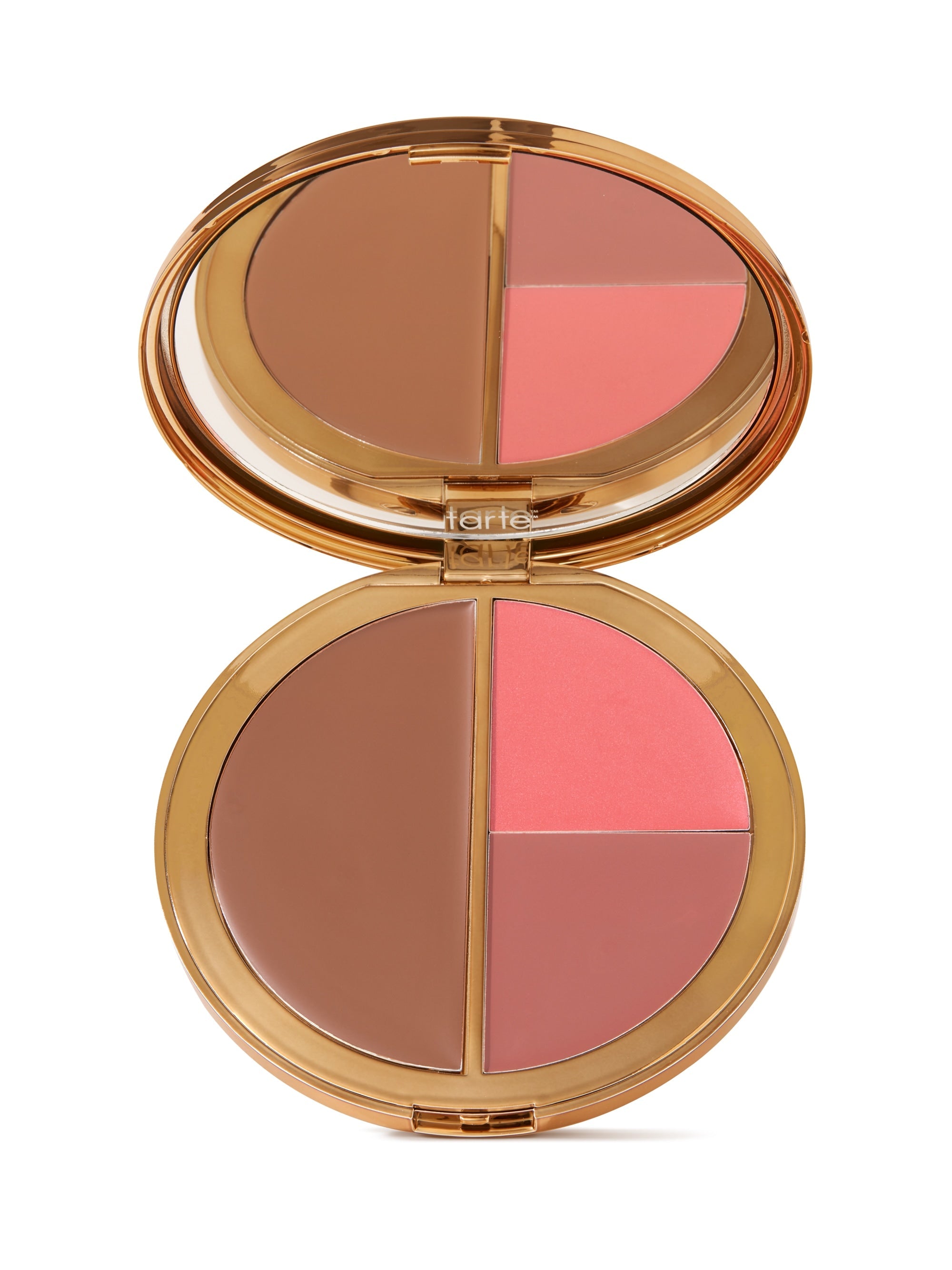 Makeup palette with four color swatches on a white background