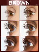 Before and after comparison of brown eye makeup application on a person's eyelid.