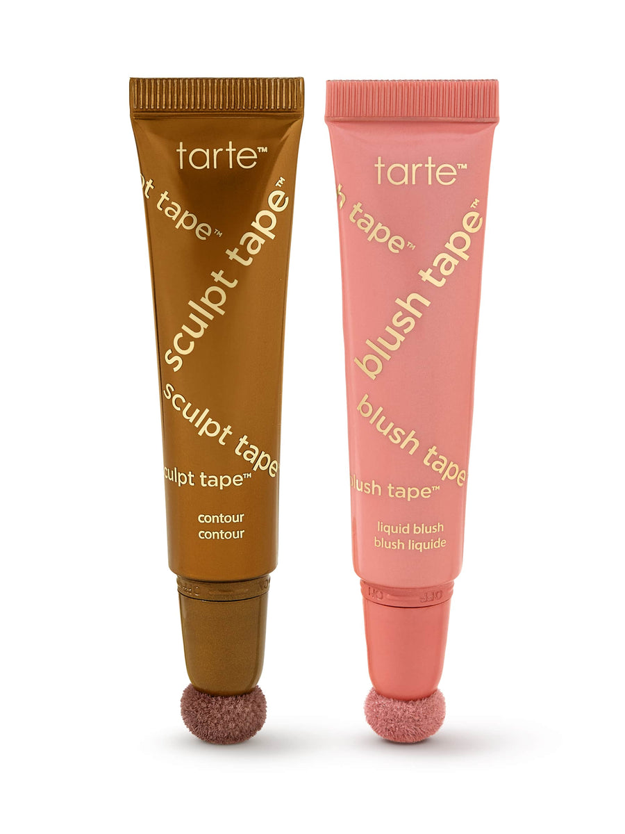 Two tarte blush tape products, one brown and one pink, on a white background.