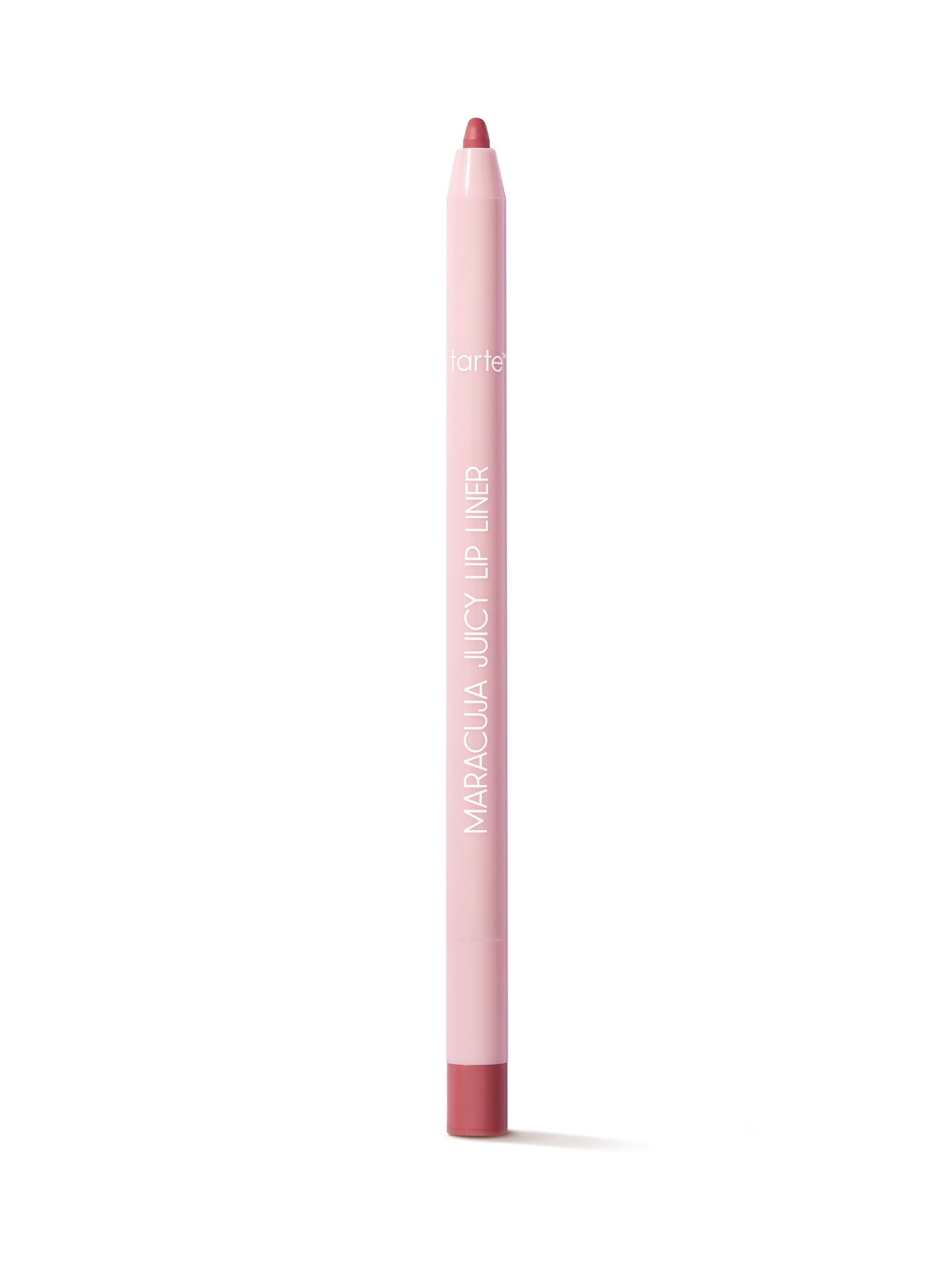 Lip liner pencil with red cap and tip on a white background