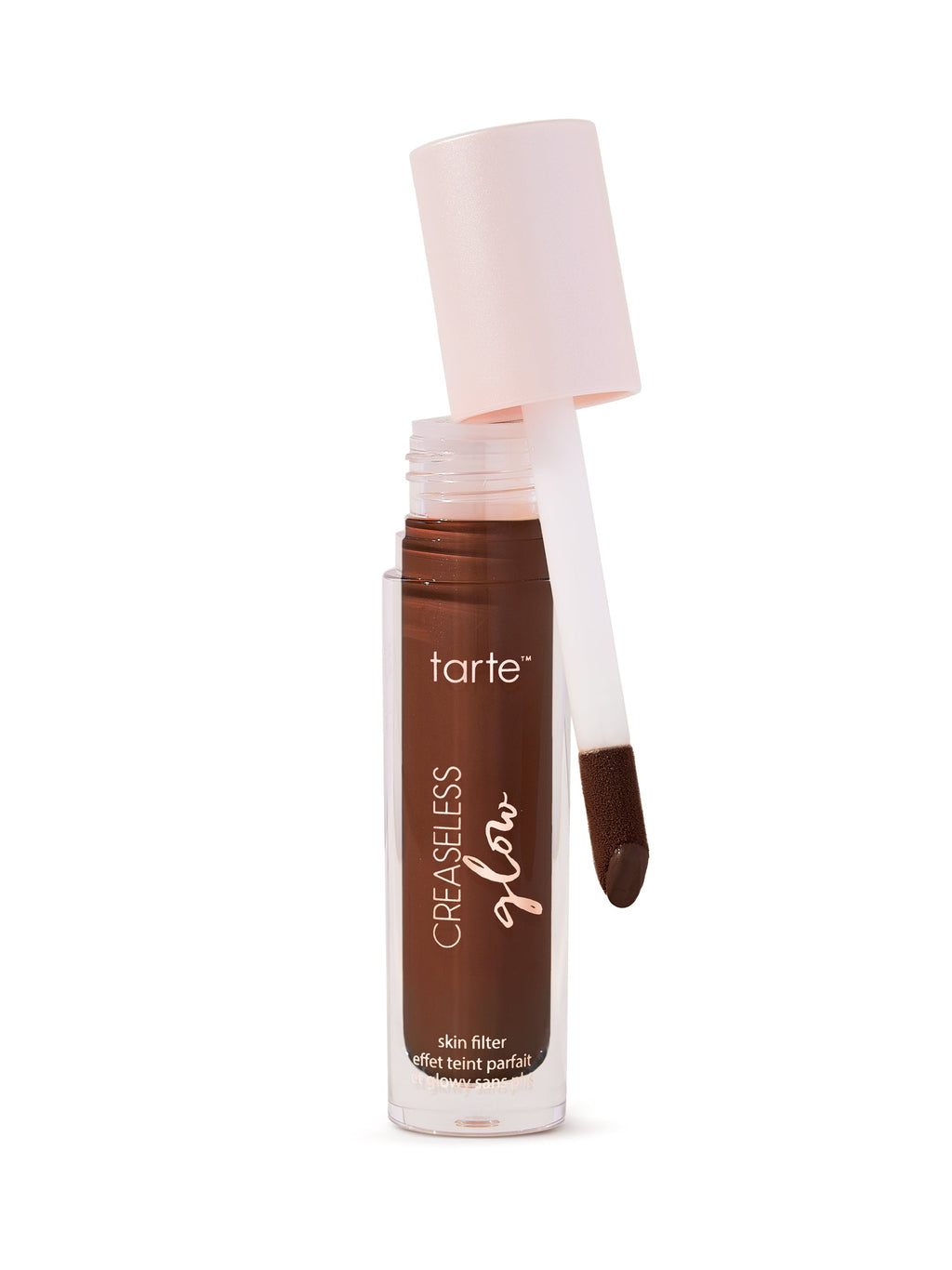 Tarte Creaseless Loo skin filter product with applicator on a white background