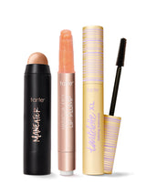 Set of tarte makeup products including maneater bronzer, maracuja juicy lip plump, and tartelette tubing XL mascara