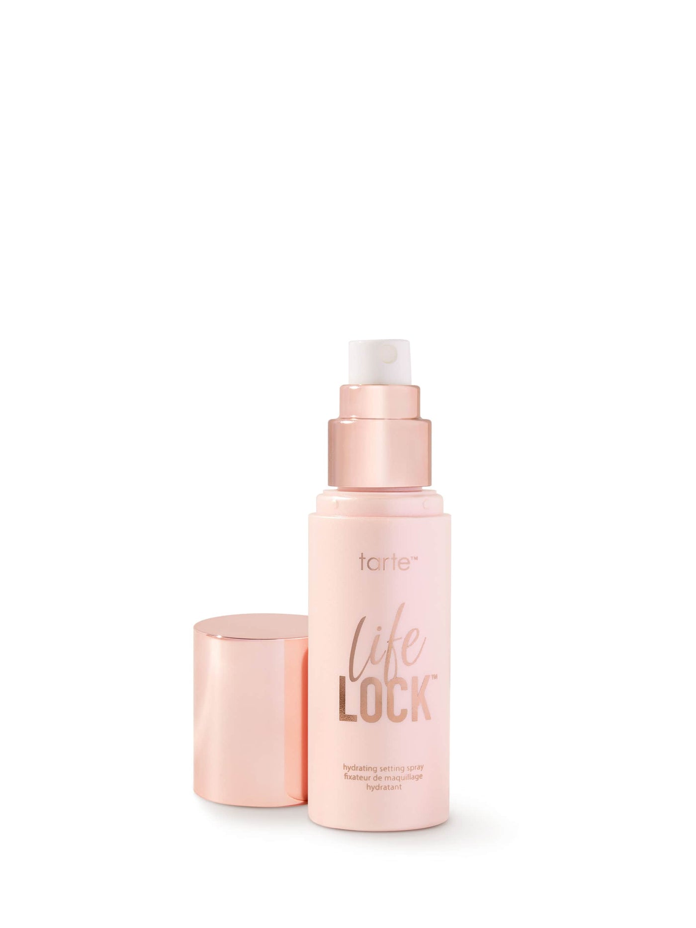 Tarte Life Lock serum bottle with cap on a white background