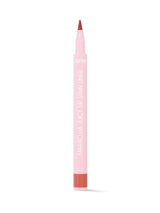 Lip liner with pink casing and red tip on a white background