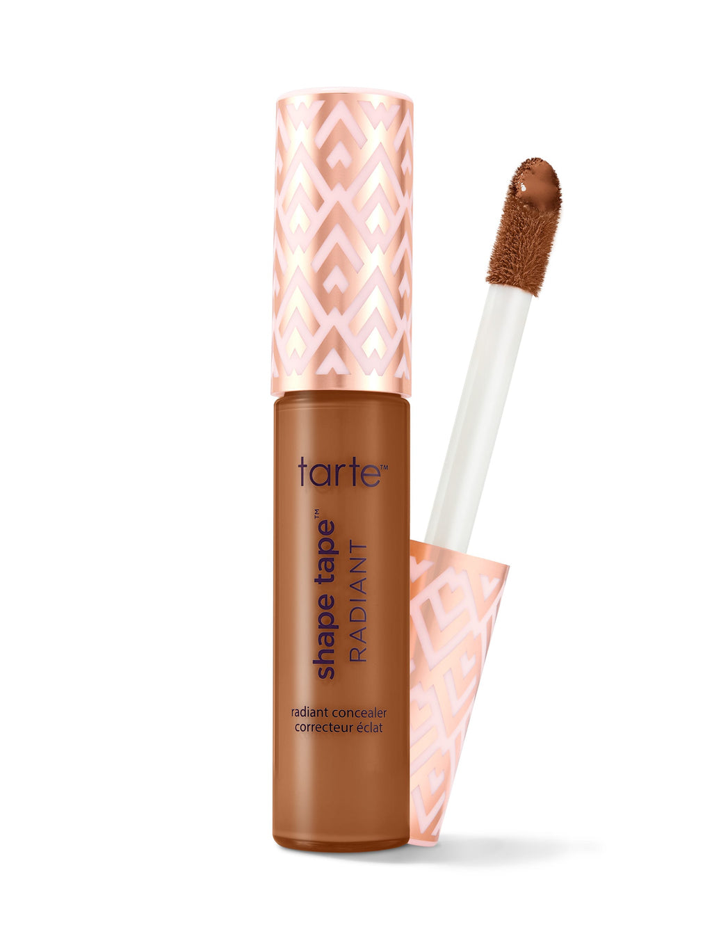 Tarte Shape Tape Radiant concealer with applicator on a white background