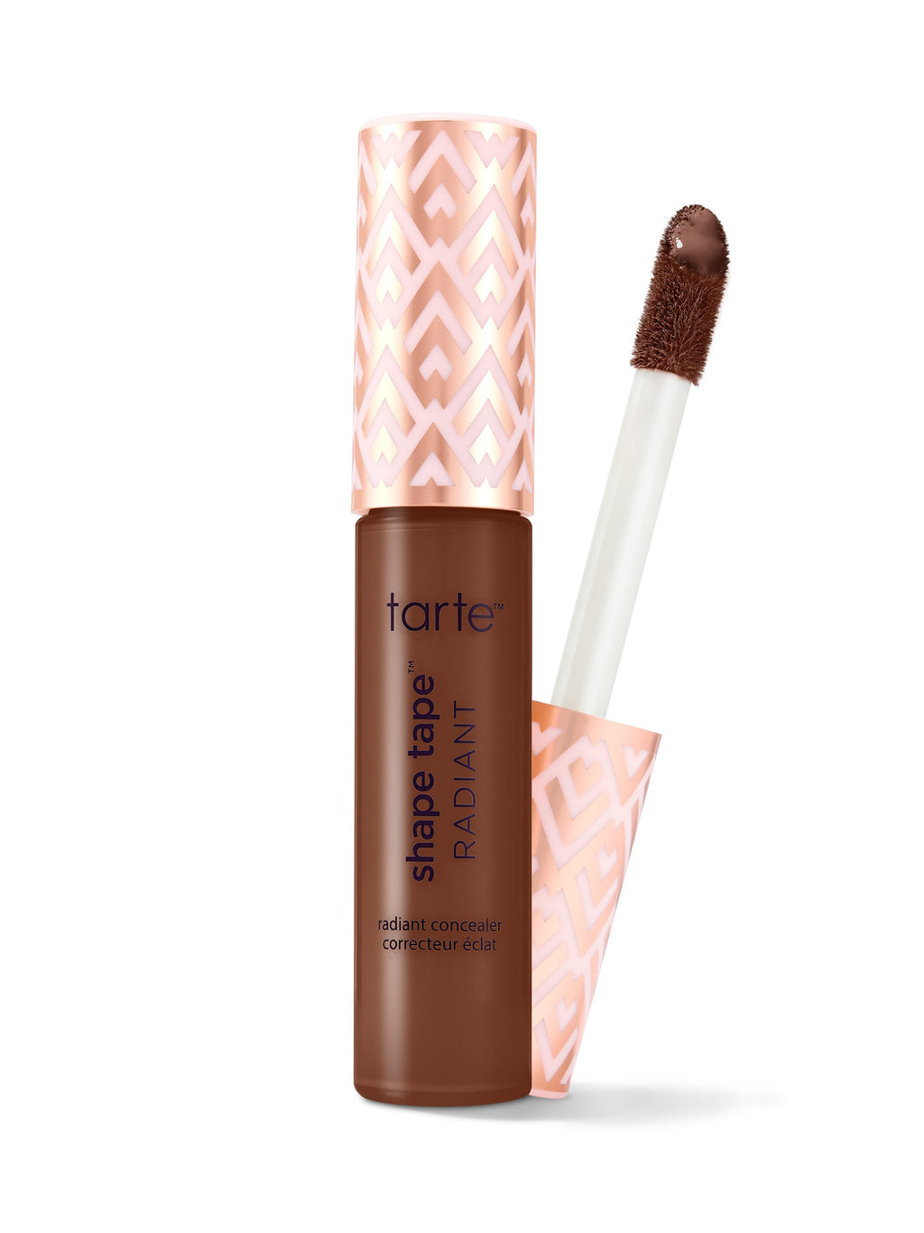 Tarte Shape Tape Radiant concealer with applicator on a white background
