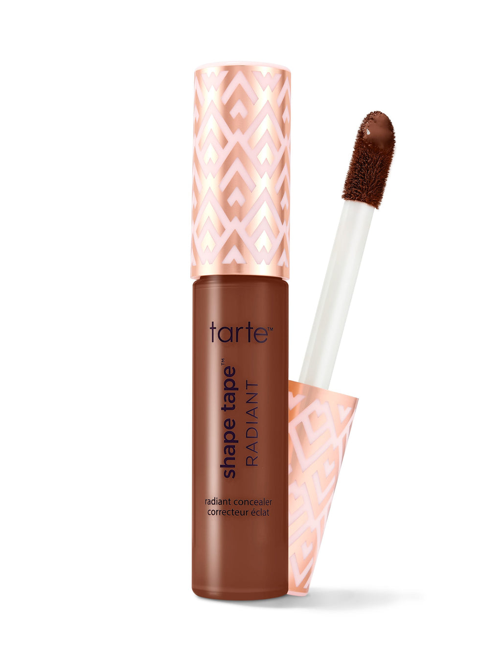 Tarte Shape Tape Radiant concealer with applicator on a white background