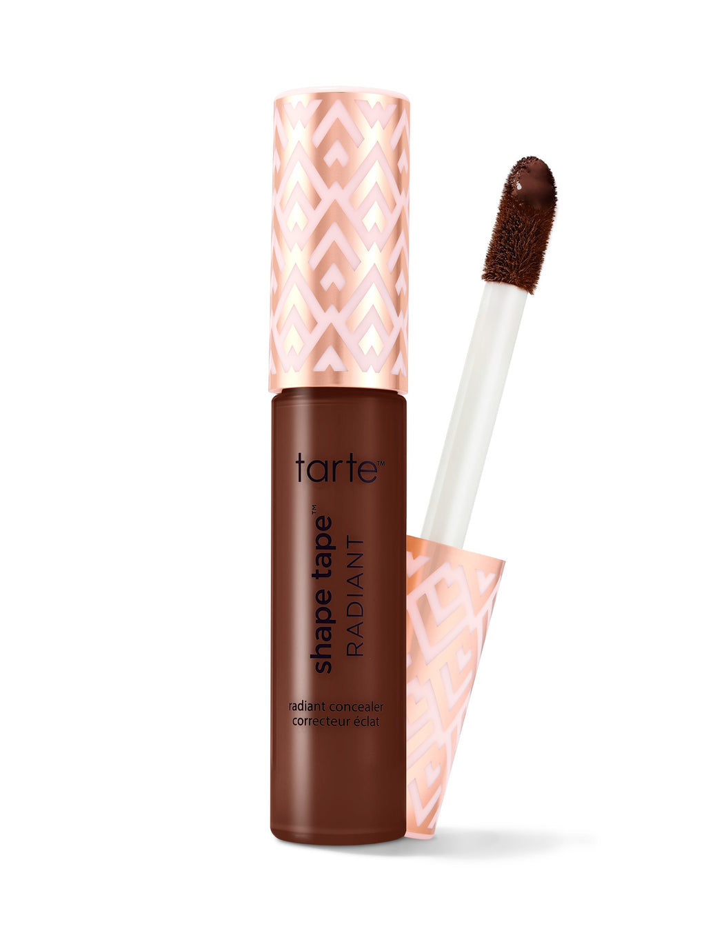 Tarte Shape Tape Radiant concealer with applicator on a white background