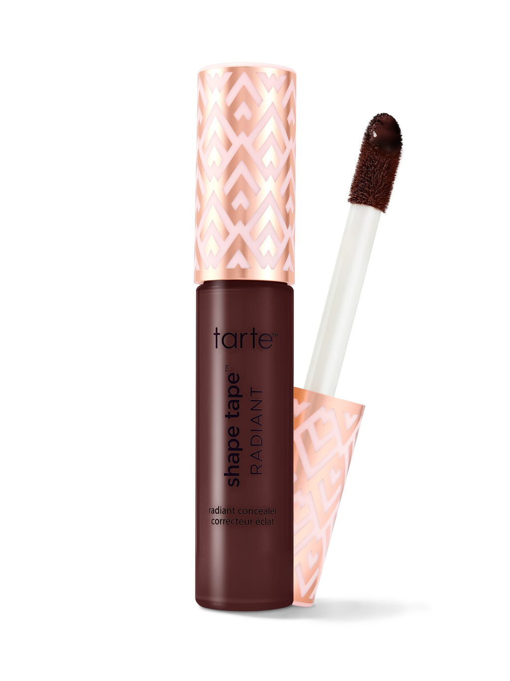 Tarte Shape Tape Radiant concealer with applicator on a white background