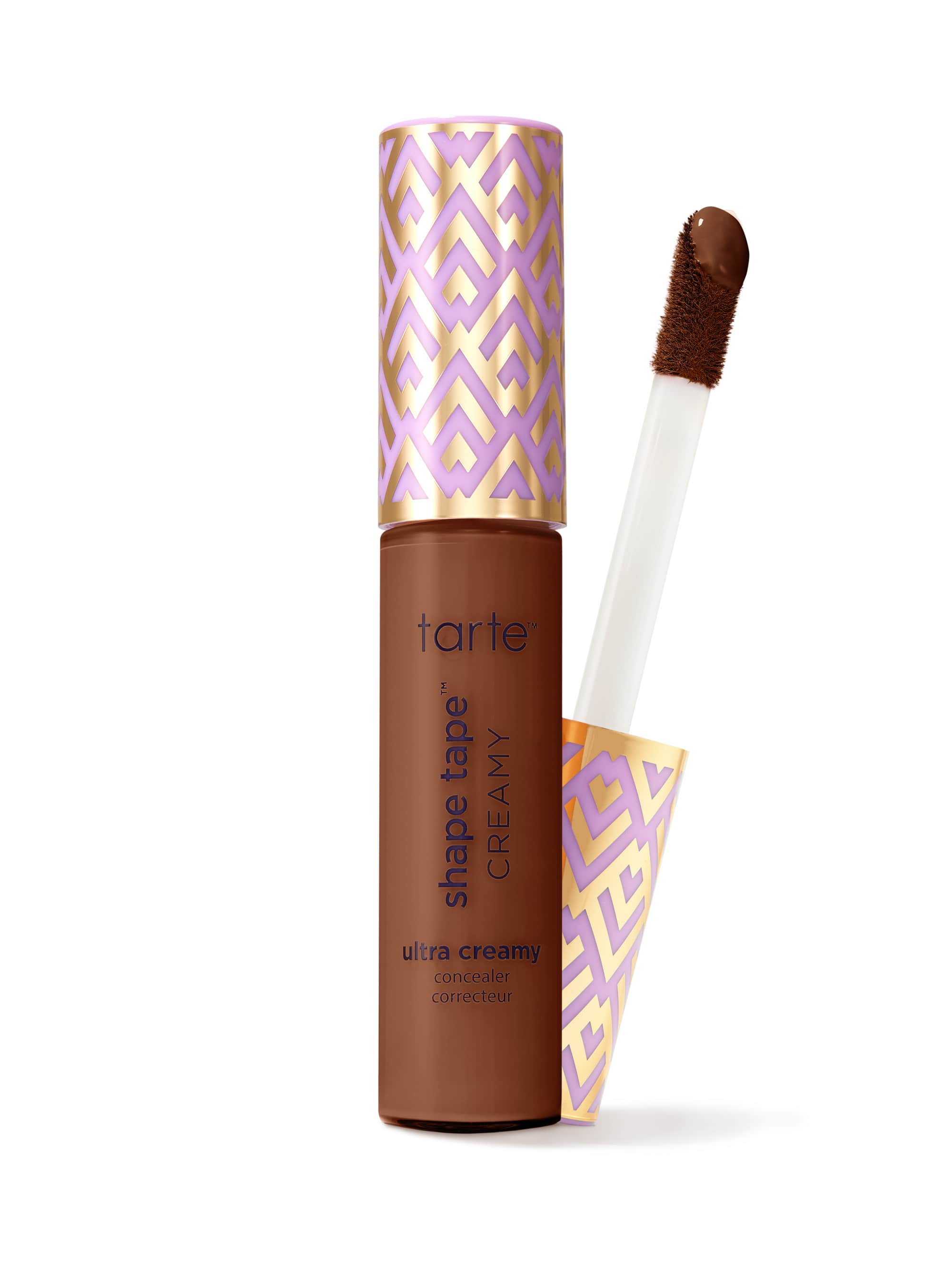 Tarte Shape Tape Creamy concealer with applicator on a white background