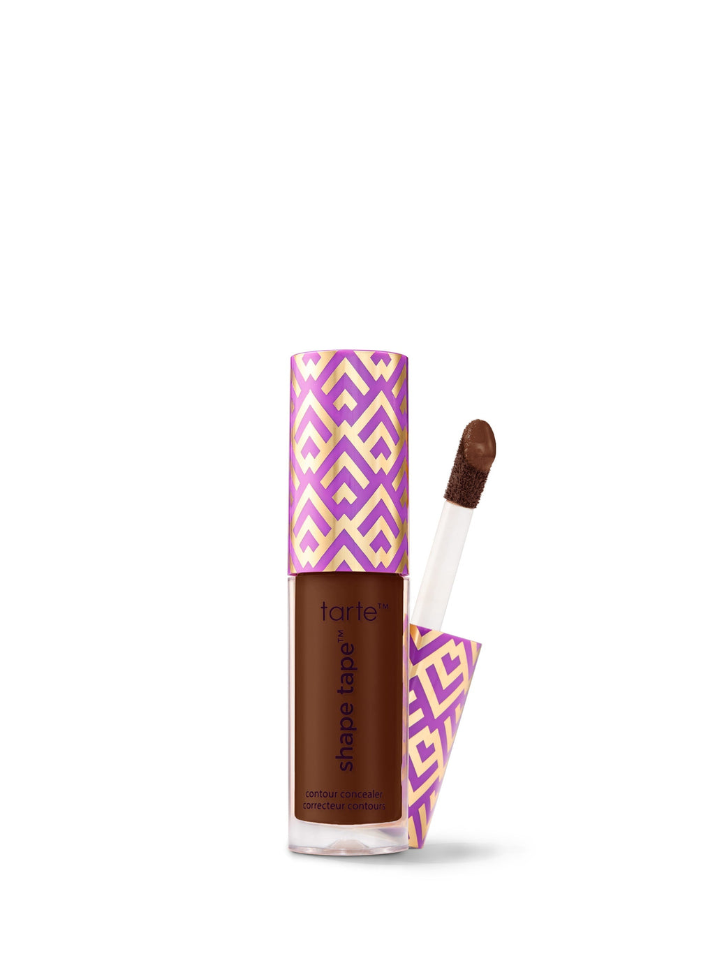 Tarte Shape Tape product with purple and gold packaging on a white background
