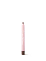 Pink lip liner with brown tip on a white background