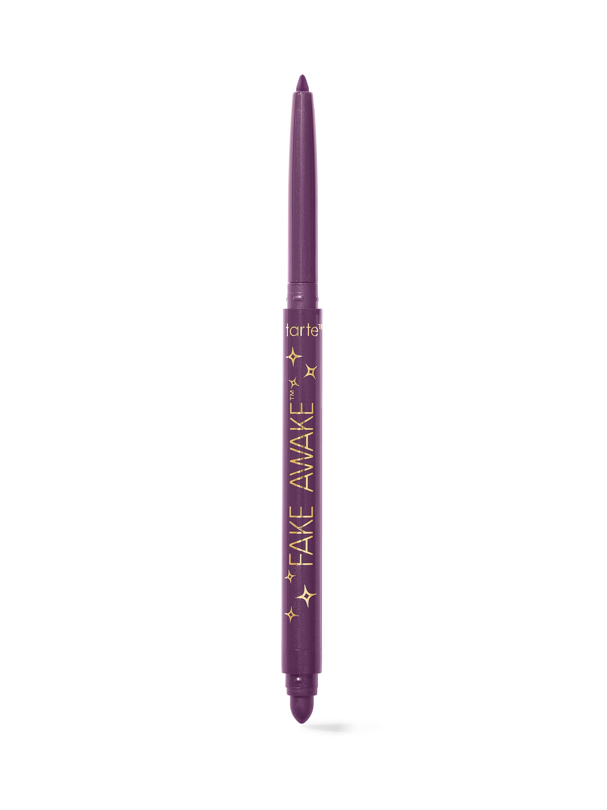 Purple eyeliner pencil with 'Fake Awake' branding on a white background