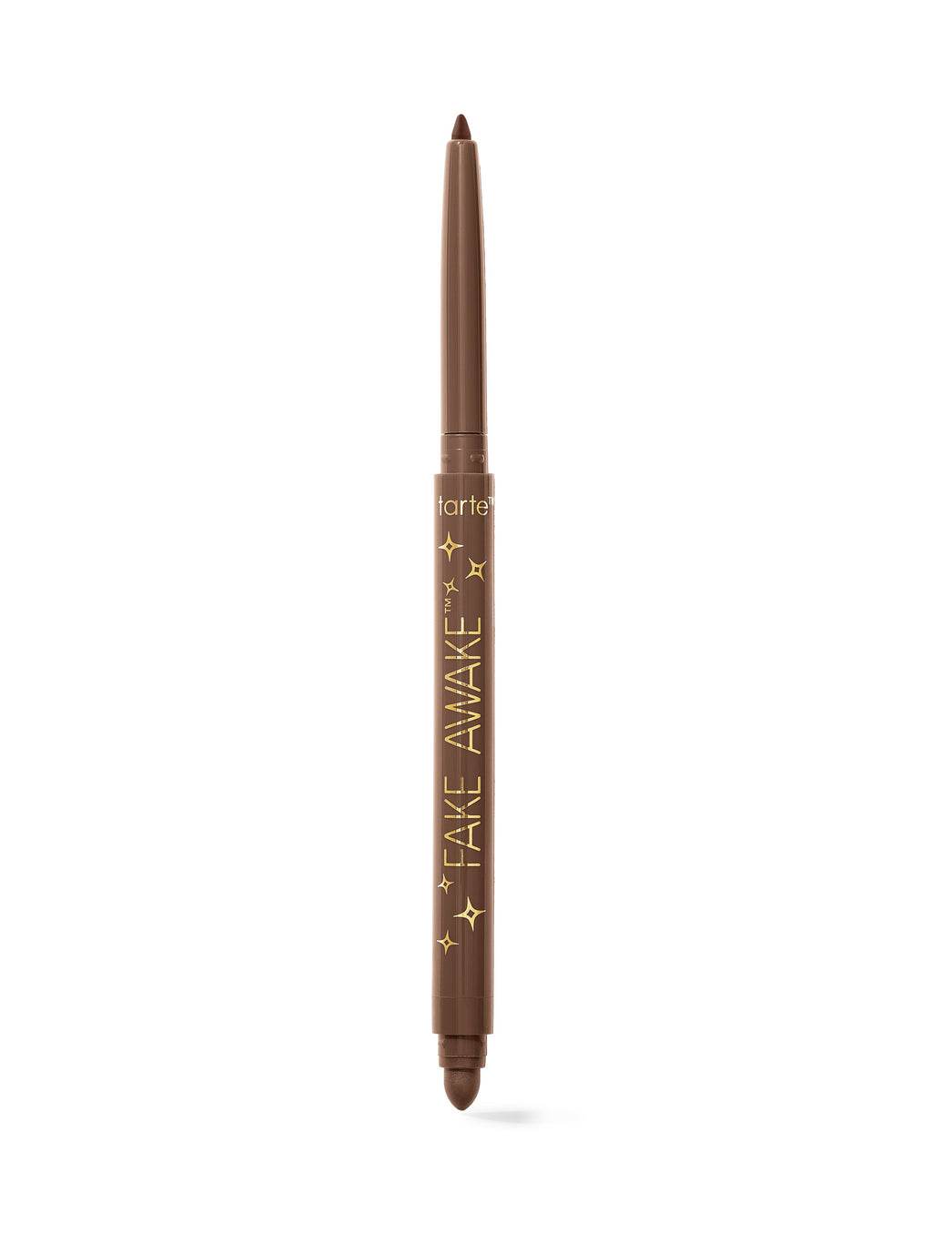 Brown eyeliner pencil with 'tarte' branding on a white background
