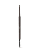 Eyebrow pencil with brown tip and black handle on a white background