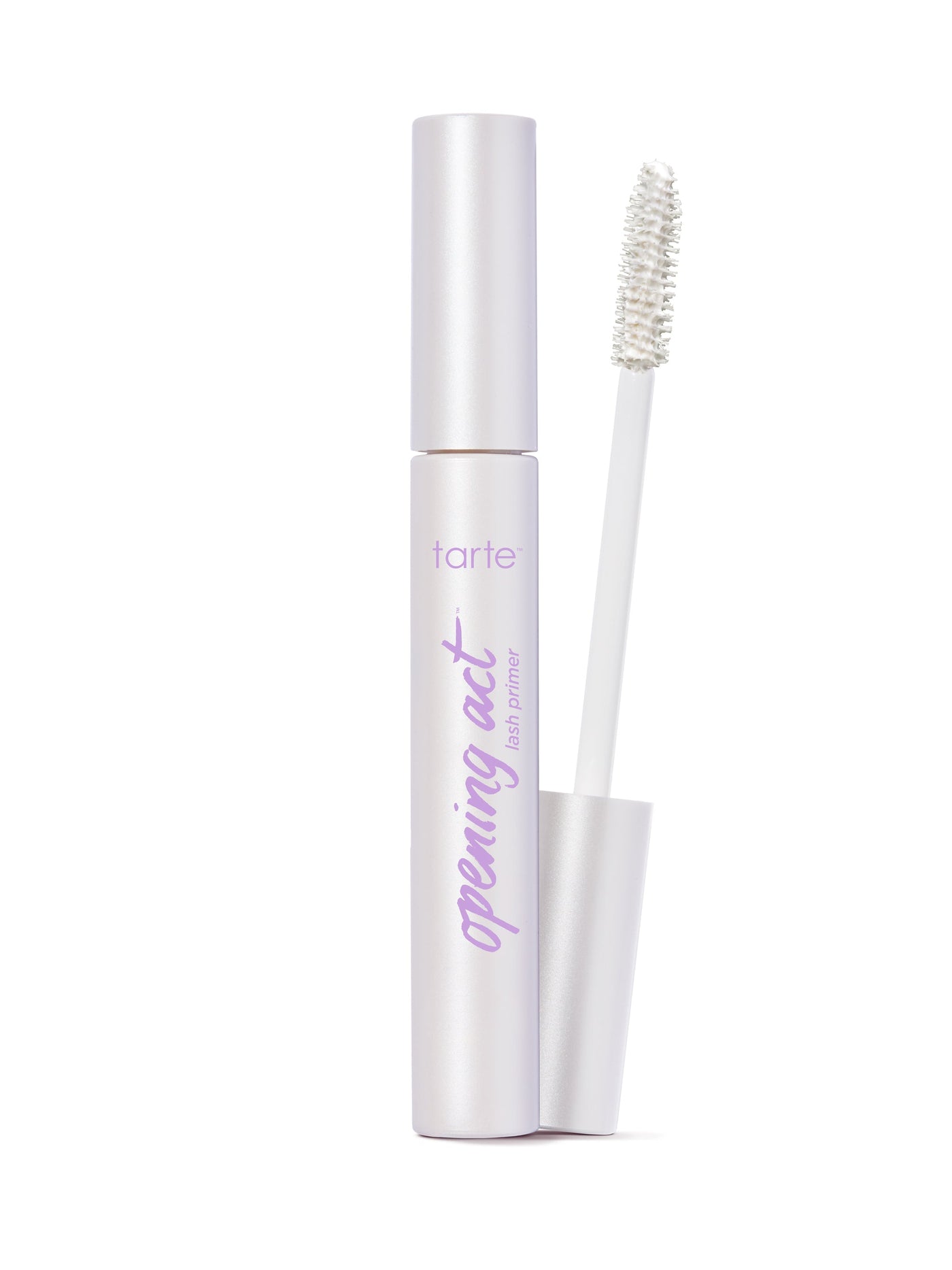 Mascara with white casing and brush on a white background