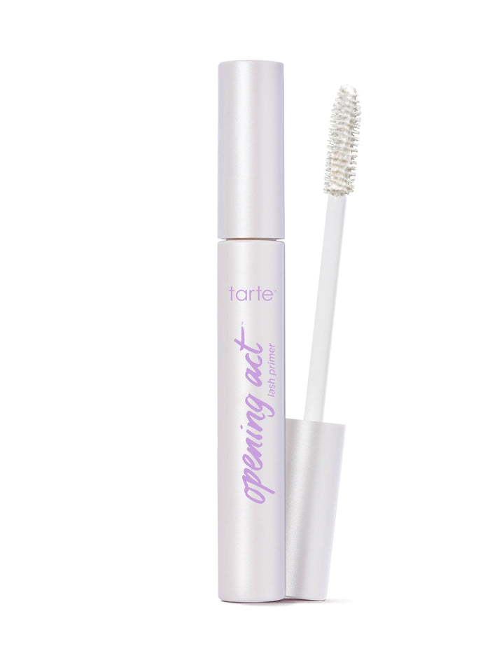 Mascara with white casing and brush on a white background