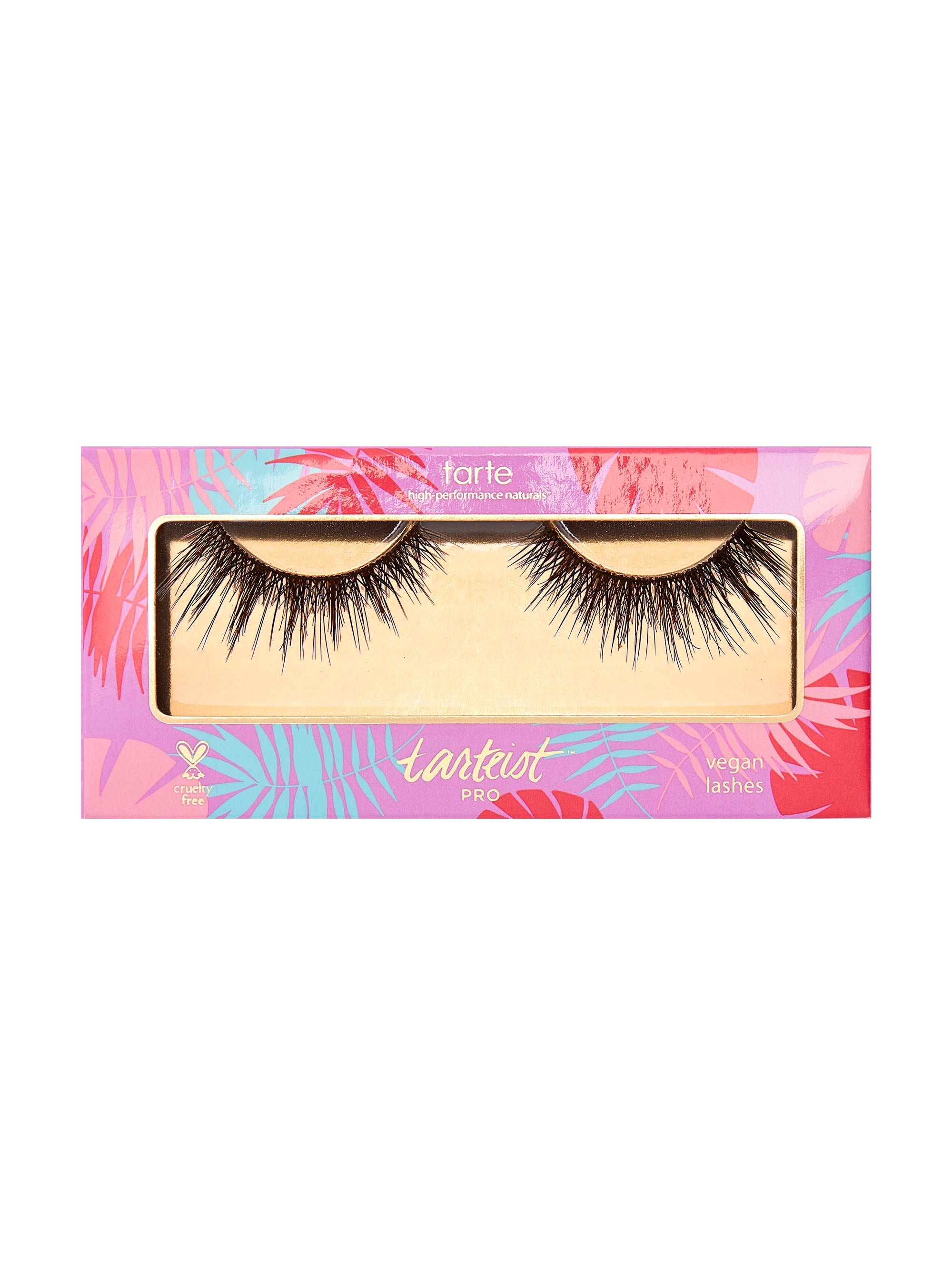 Tarte false eyelashes packaging with colorful tropical design