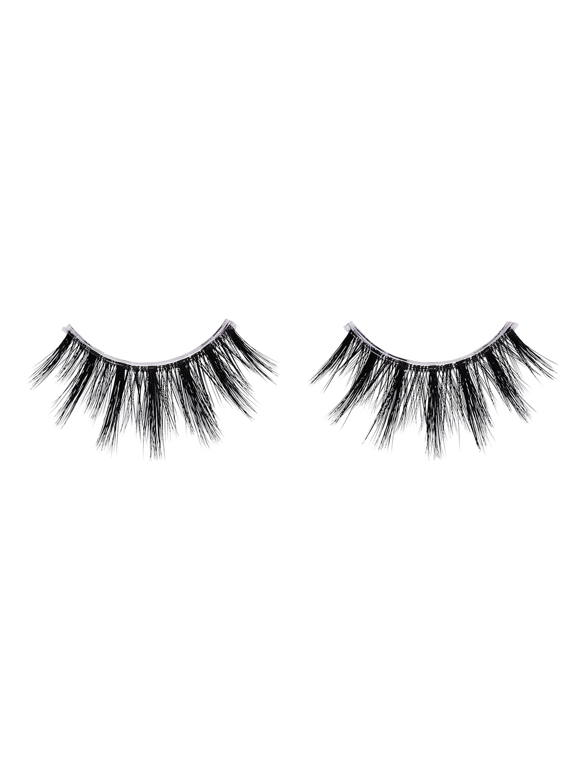 Pair of black false eyelashes on a white background