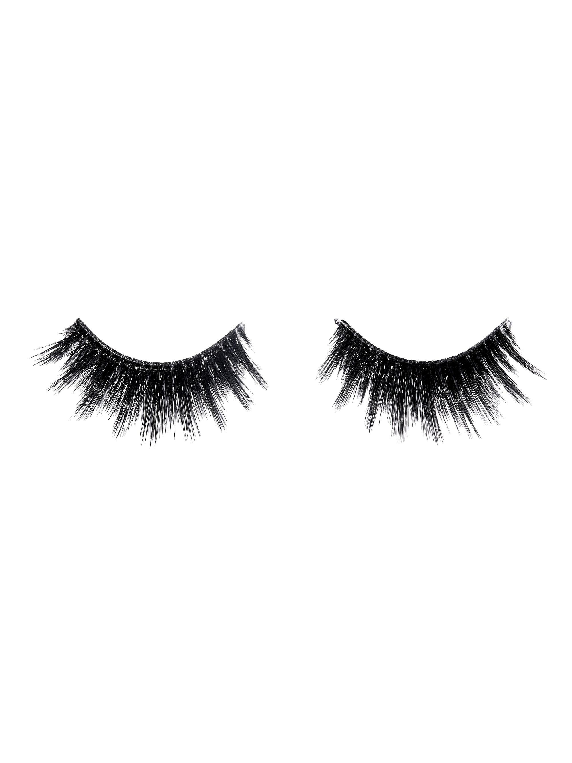 Pair of black false eyelashes on a white background