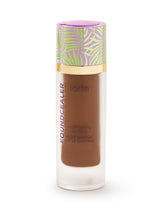 Tarte foundation bottle with colorful cap on a white background